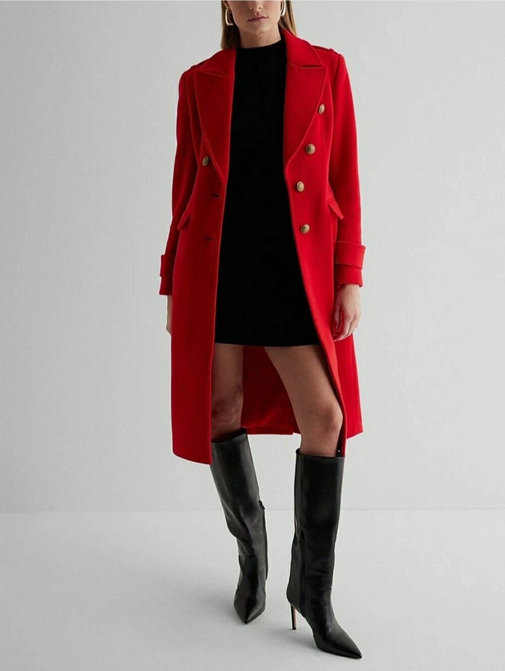 Express Faux Wool Red Coat Jacket Size S NWT